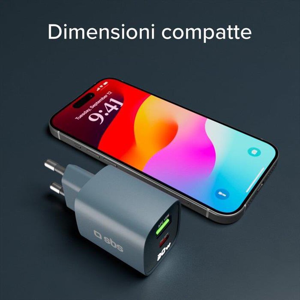 Immagine del prodotto SBS - Caricabatterie da muro TETRGANLCD1USB1C30B-Blu
