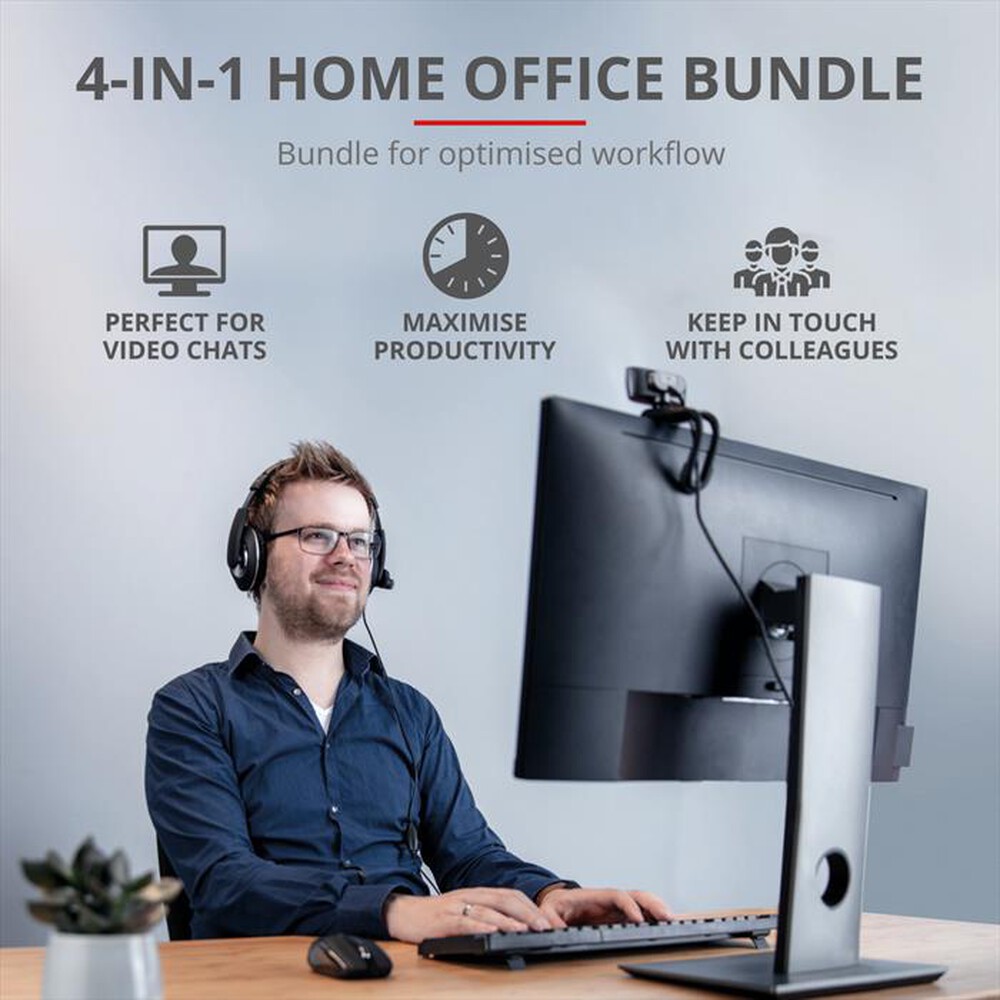 "TRUST - QOBY 4 IN 1 HOME OFFICE BUNDLE IT-Black"