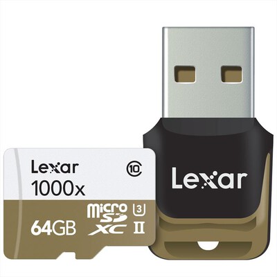 LEXAR - MICROSDXC 1000X W/RE 64GB - White/gold