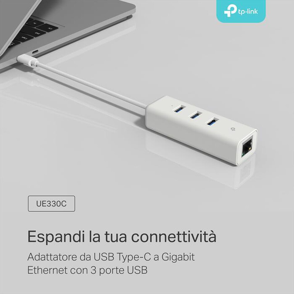 "TP-LINK - NETWORK ADAPTER WITH 3-PORT USB 3.0 TYPE-A HUB-."