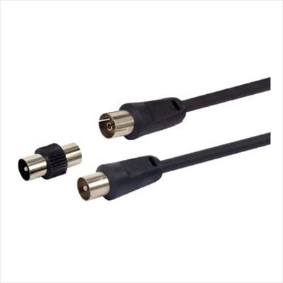 GBC - CAVO ANTENNA TV 3M CON ADATTATORE-Nero