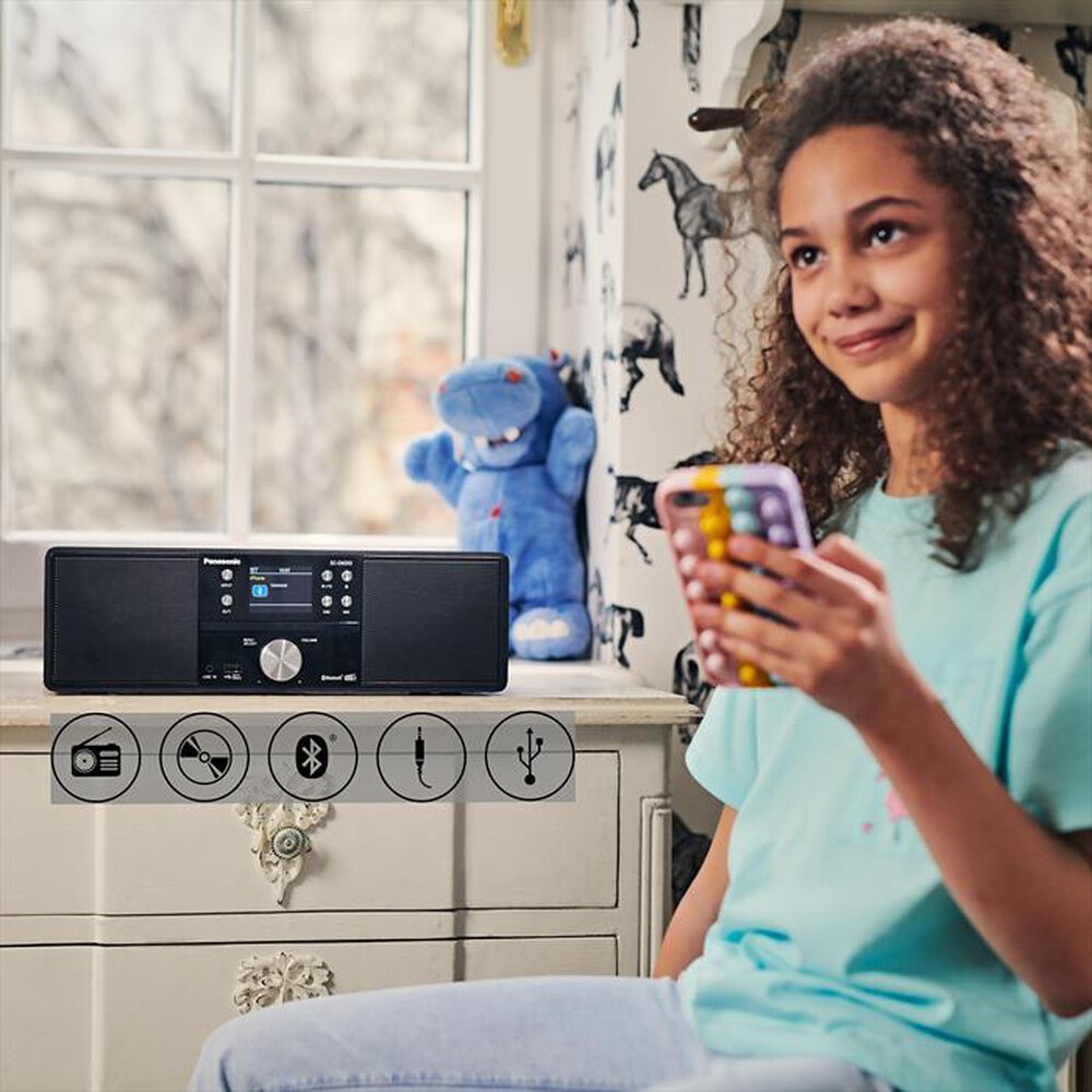 Immagine del prodotto PANASONIC - Sistema Micro Hi-Fi DAB+, CD, Bluetooth, SC-DM202-nero