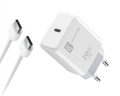 CELLULARLINE - Charger Kit 20W per iPhone 15 ACHIPHKITC2CPD20WW-Bianco