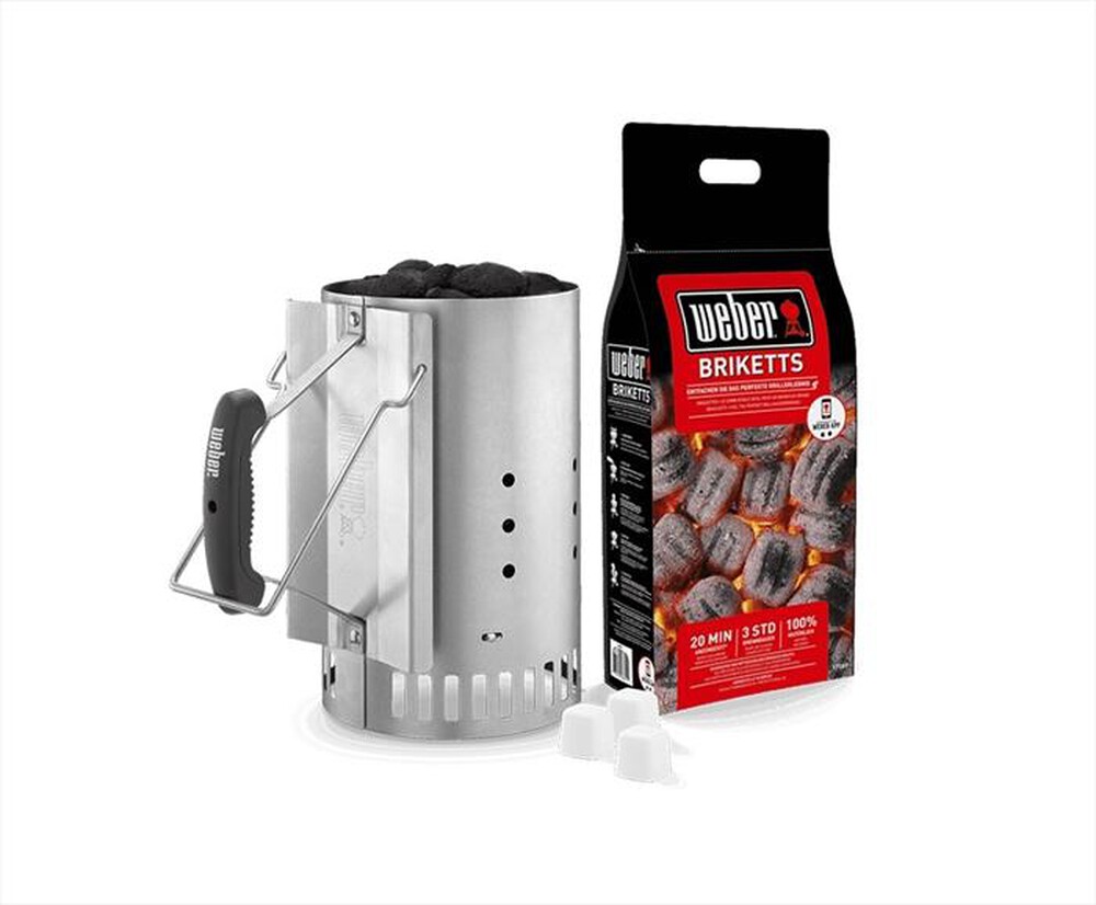Immagine del prodotto WEBER - KIT CIMINIERA  ACCENSIONE, 2KG BRICCHETTI-ARGENTO