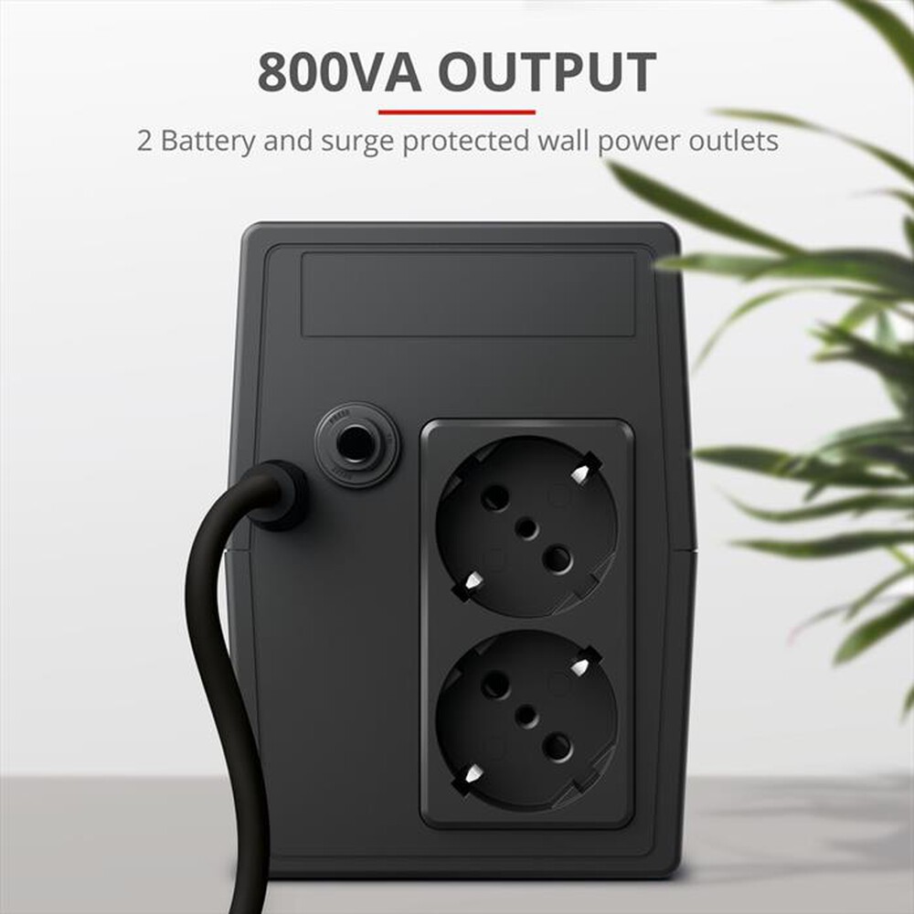 "TRUST - PAXXON 800VA UPS 2 OUTLETS-Black"