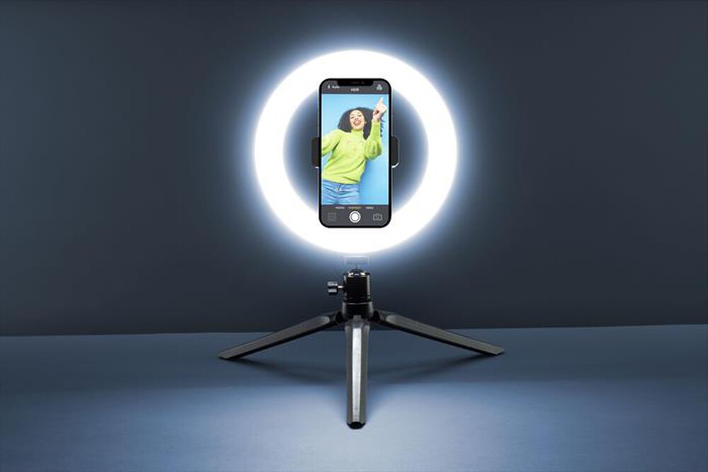Immagine del prodotto CELLULARLINE - SELFIERINGK Treppiede con anello led per selfie-Nero