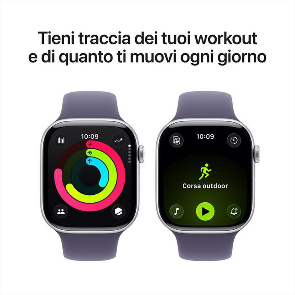 Immagine del prodotto APPLE - Watch Series 11 GPS 46mm Alluminio-Argento Sport Band Viola - S/M
