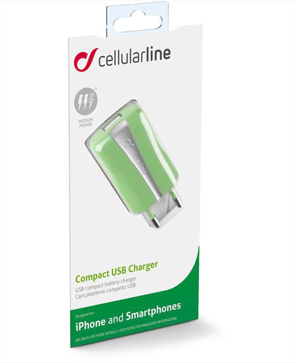 Immagine del prodotto CELLULARLINE - USB Compact Charger ACHUSBCOMPACTCG-Verde