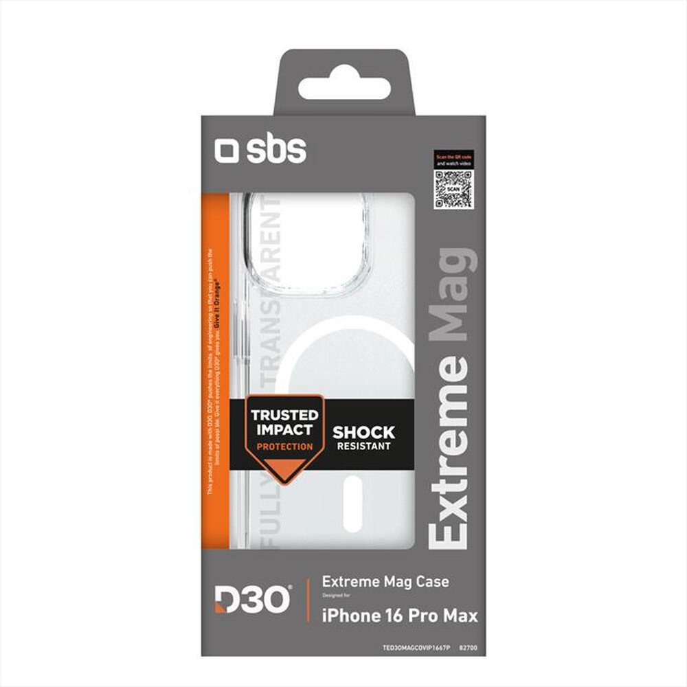 "SBS - D3O Cover Magsafe iPhone 16 Pro TED3OMAGCOVIP1667P-Trasparente"