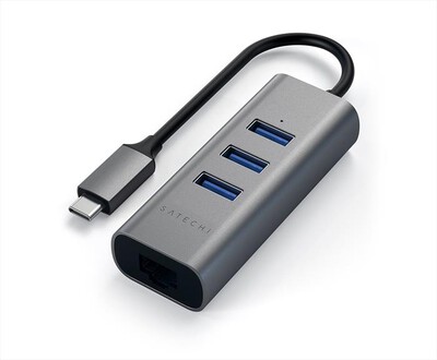 SATECHI - HUB USB-C 2-IN- 1 - 3 PORTE USB 3.0 + ETHERNET-grigio