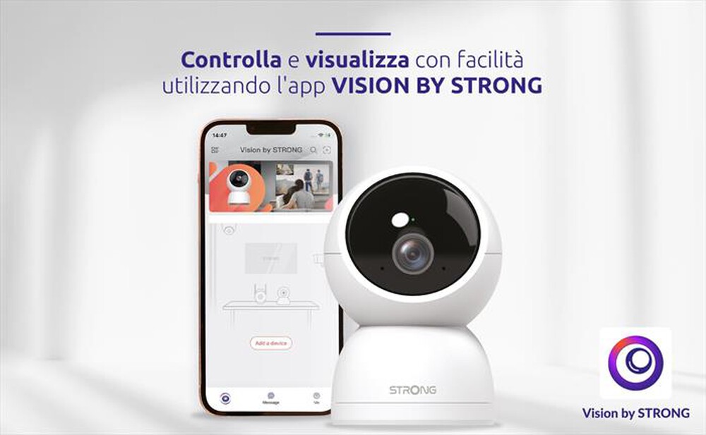"STRONG - Telecamera Wi-Fi Interno 2K SHC04IR0-W-BIANCO"