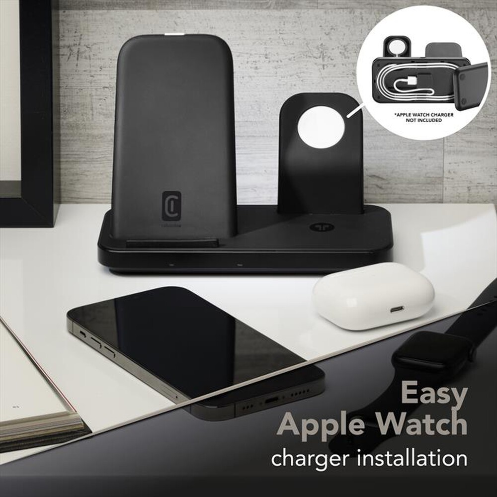 Immagine del prodotto CELLULARLINE - Trio wireless charger WIRELESS3IN1IPHK-Nero