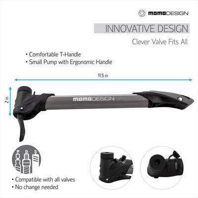 MOMODESIGN - Mini pompa per bicicletta MP01-Alluminio-plastica