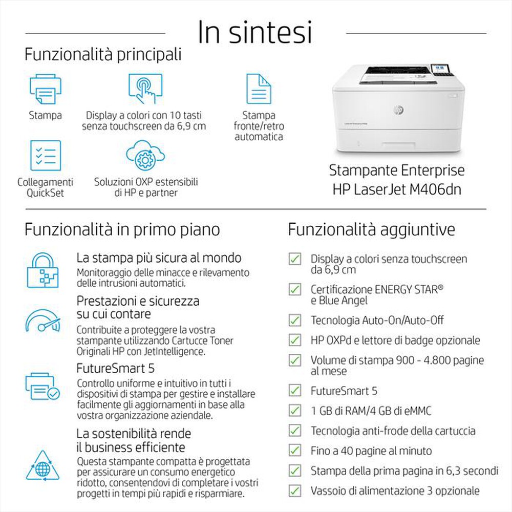 Immagine del prodotto HP - ENTERPRISE LASERJET M406DN-Bianca