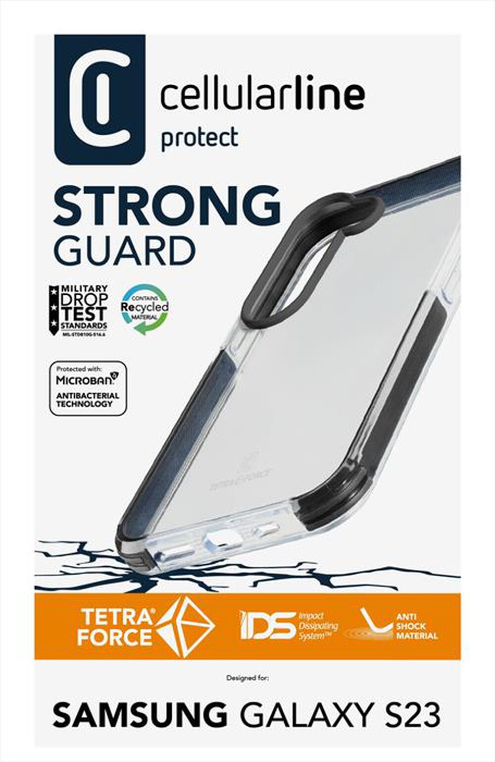 "CELLULARLINE - Custodia Back TETRACGALS23T per Galaxy S23-Nero"
