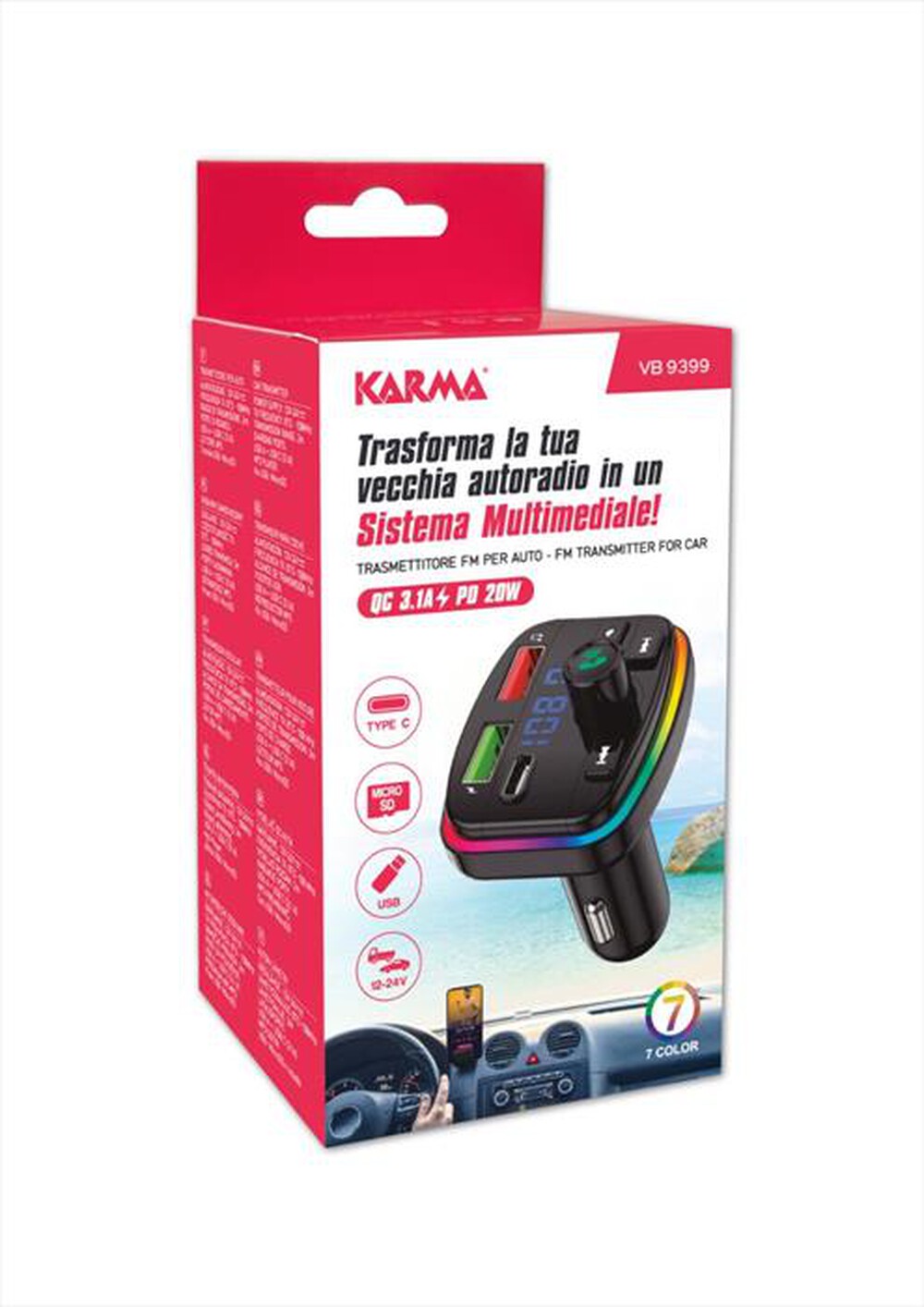 Immagine del prodotto KARMA - Trasmettitore multimediale FM VB 9399-Nero