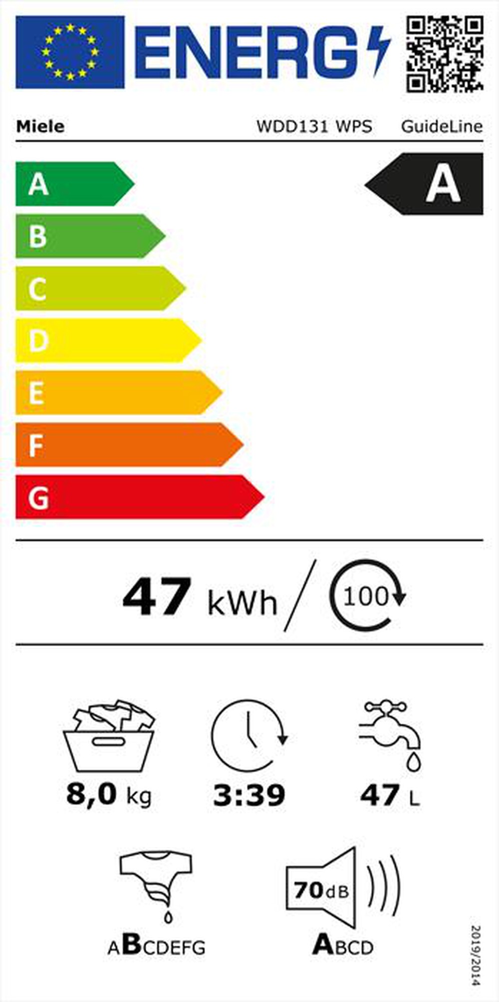 Immagine del prodotto MIELE - Lavatrice WDD 131 WPS GUIDELINE 8 Kg Classe A