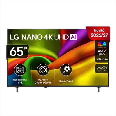 LG - Smart TV 65" NANO 4K AI 65NU850B6LA-Charcoal Black