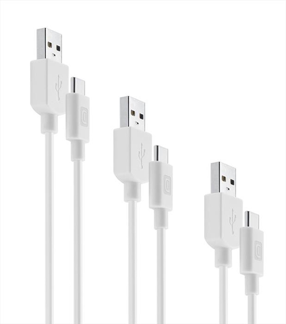 "CELLULARLINE - USBDATA3XUSBCW Cavo Dati-Multipack 3 cavi-USB-C-Bianco"