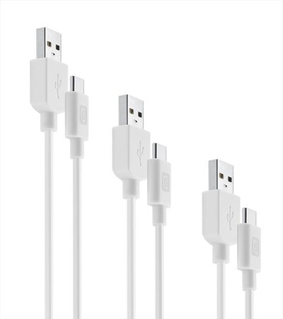 CELLULARLINE - USBDATA3XUSBCW Cavo Dati-Multipack 3 cavi-USB-C-Bianco