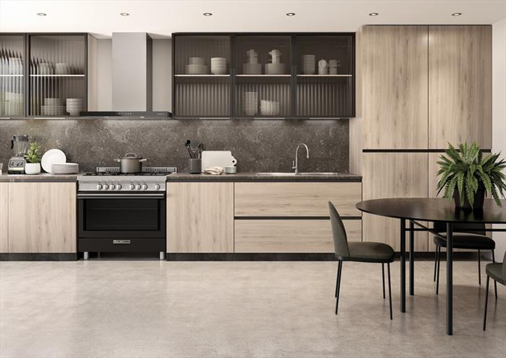 "GLEM GAS - Cucina a gas ST965MBK Classe A+-Nero Carbone"