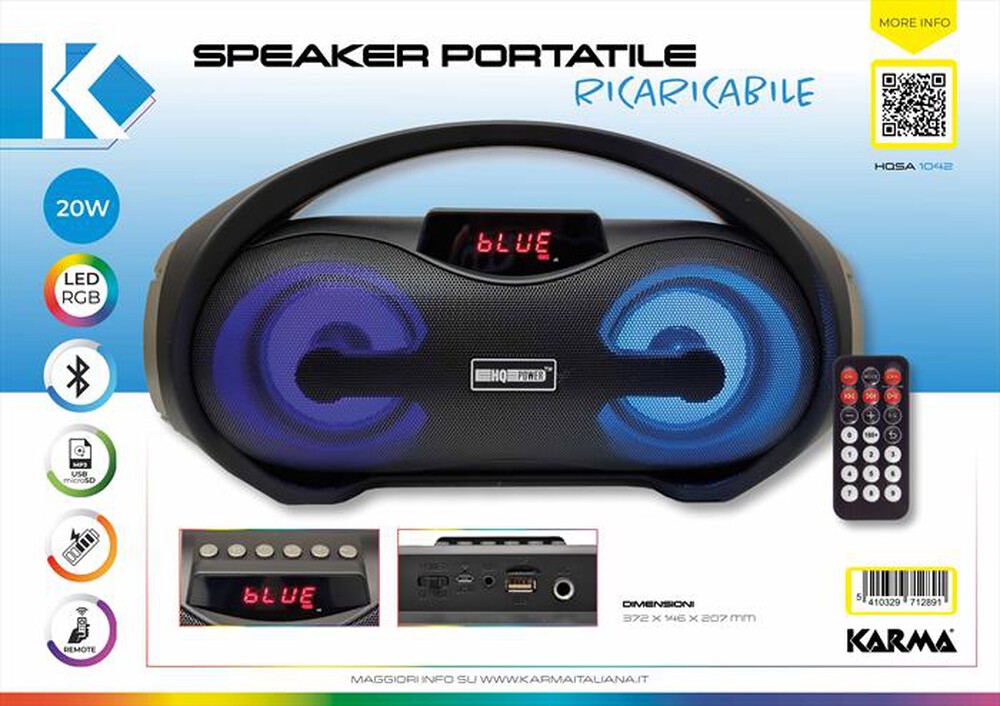 "KARMA - Diffusore bluetooth HQSA 1042-Nero"