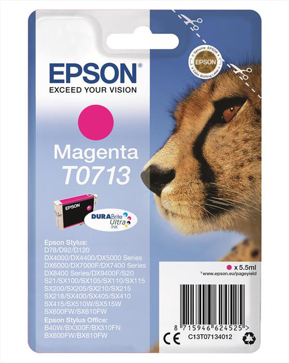 Immagine del prodotto EPSON - Cartuccia inchiostro magenta C13T07134021-Magenta