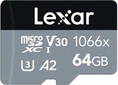 LEXAR - SD MICRO 1066X 64GB CL.-Black/Silver,  LEXAR - SD MICRO 1066X 64GB CL.-Black/Silver