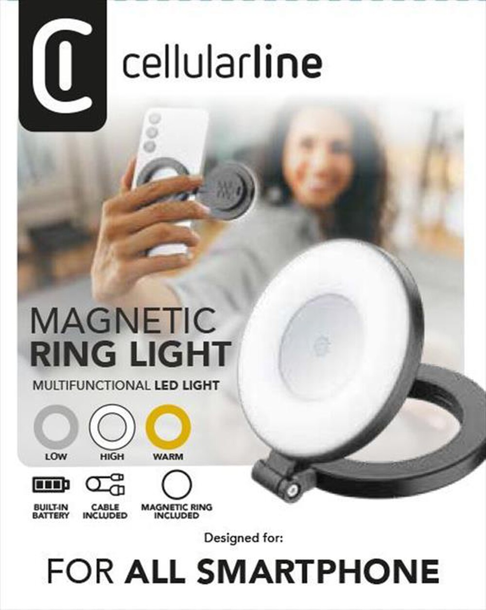 Immagine del prodotto CELLULARLINE - Anello magnetico MAGNETIC RING LIGHT-Nero
