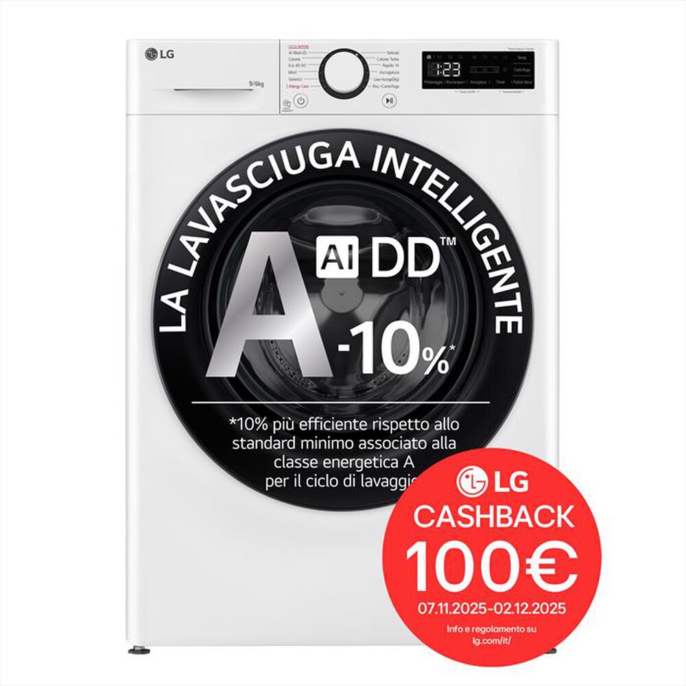 Immagine del prodotto LG - Lavasciuga AI DD D4R3009NSWB 9/6 Kg Classe A-Bianca