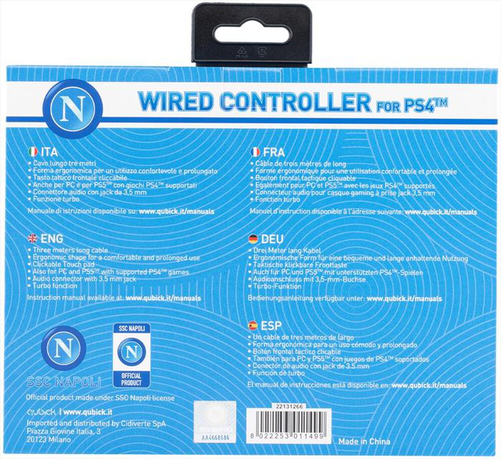 "QUBICK - WIRED CONTROLLER SSC NAPOLI 2.0"