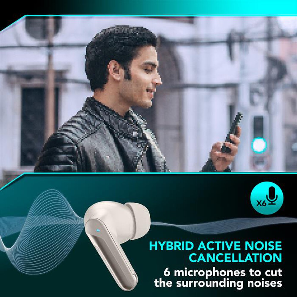 Immagine del prodotto CELLULARLINE - Auricolare bluetooth NUMB CON HYBRID ANC-Beige