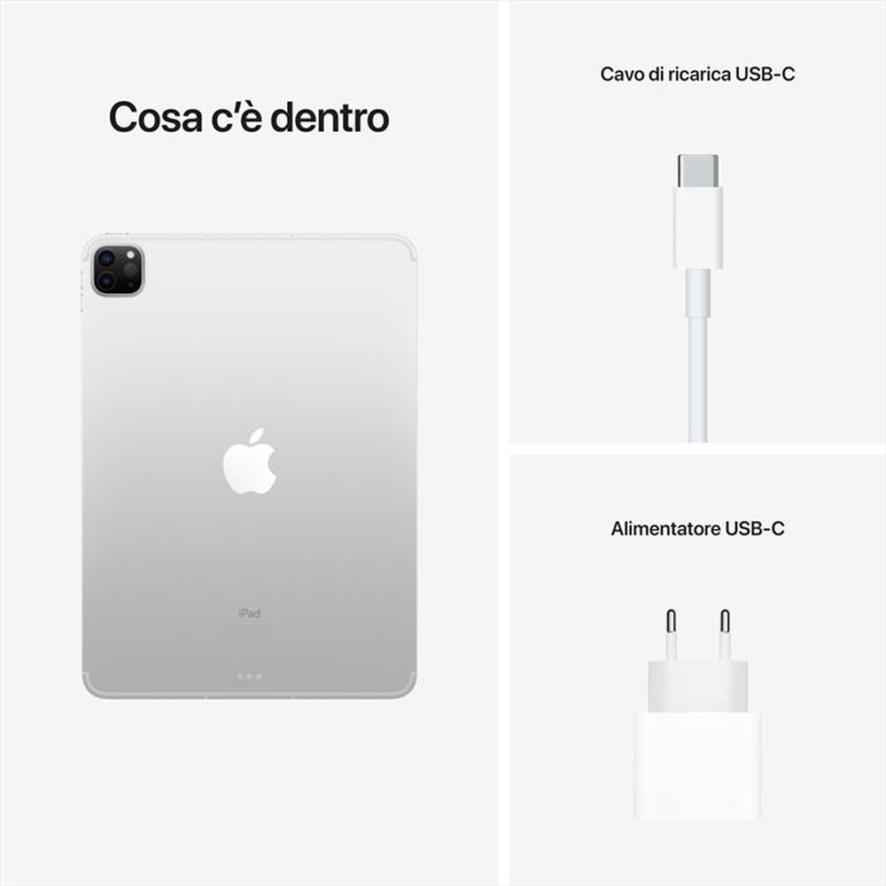 "APPLE - iPad Pro 11\" 256GB WiFi + CEL 5G MHW83TY/A 2021-Argento"