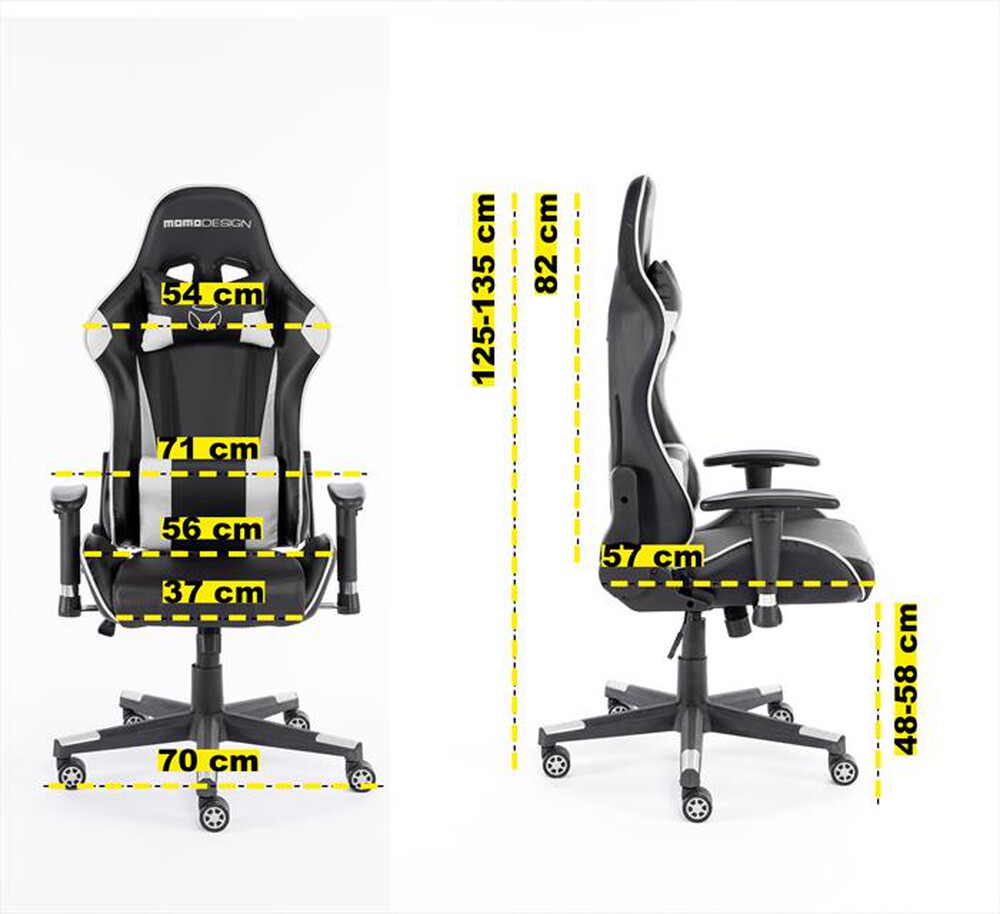 "MOMODESIGN - Sedia gaming MD-GC005A-KW CHAIR GAMING-WHITE/BLACK"