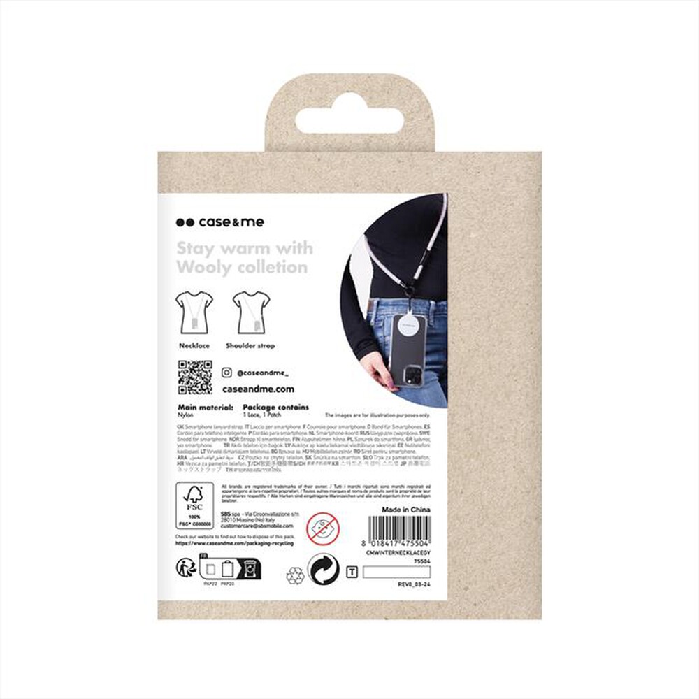 "CASEME - Laccio da collo CMWINTERNECKLACEGY-Grigio"