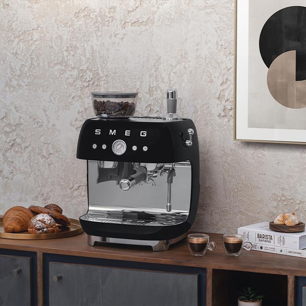 "SMEG - Macchina da Caffè+macinacaffè 50's Style EGF03BLEU-Nero LUCIDO"