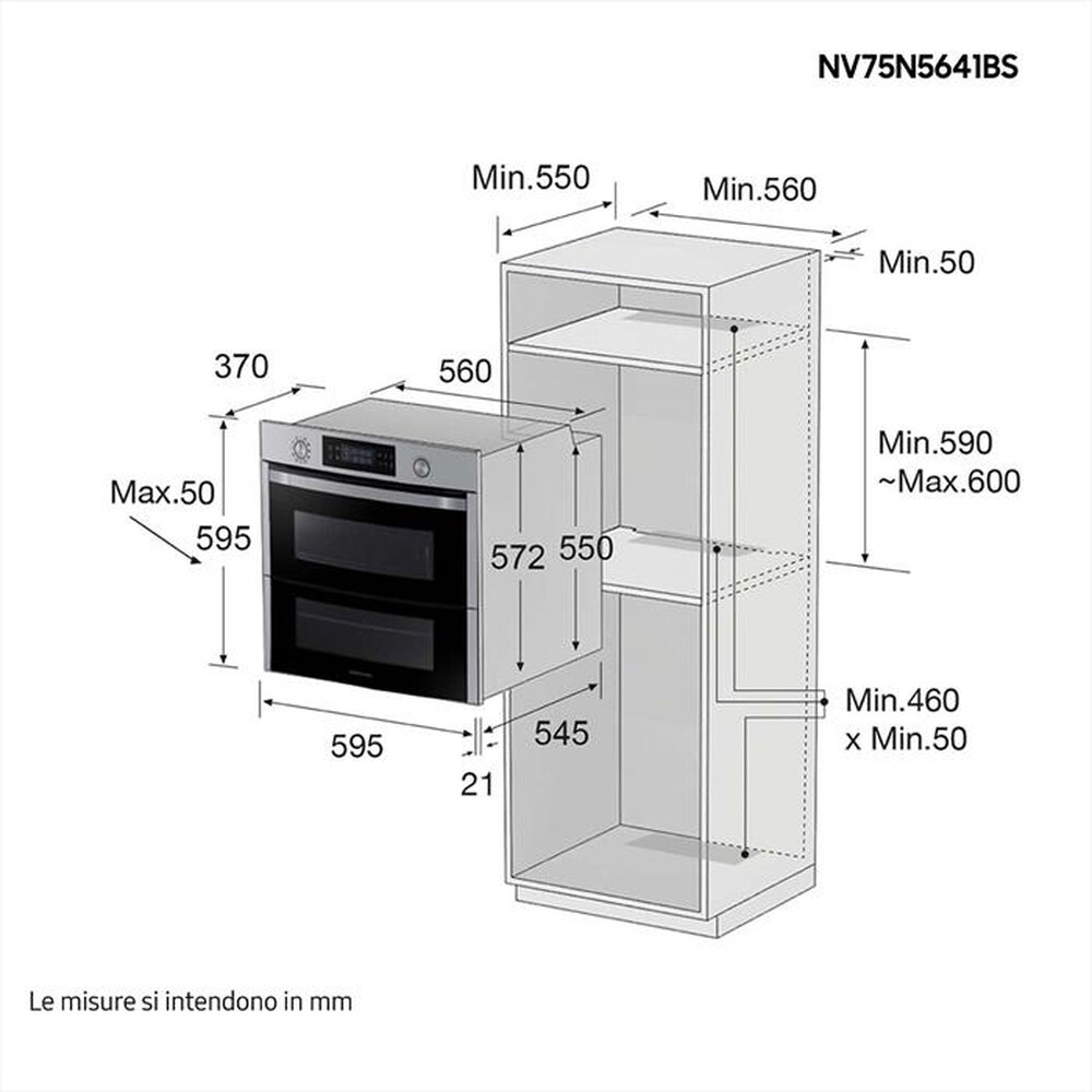 "SAMSUNG - Forno incasso elettrico NV75N5641BS/ET Classe A+-INOX ANTI IMPRONTA"