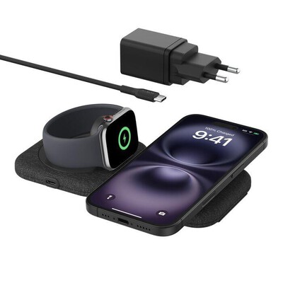 BELKIN - TAPPETINO DI RICARICA MAGNETICA 2 IN 1 CON QI2 15W-Nero