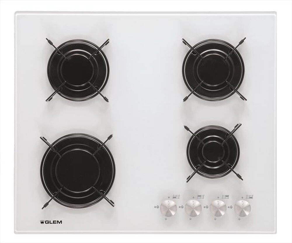 "GLEM GAS - Piano cottura a gas GV64WH 60cm-Bianco Lucido"