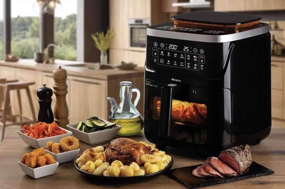 "ARIETE - 4636/00 FRIGGITRICE AD ARIA, VAPORE E GRILL-Black"