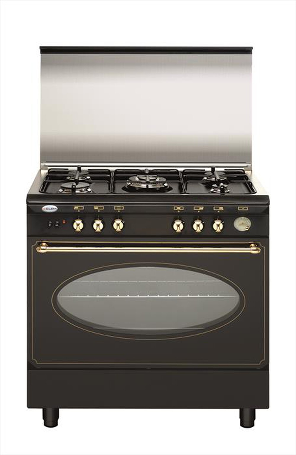 "GLEM GAS - Cucina a gas UA85TR3 Classe A-Nero rustico"