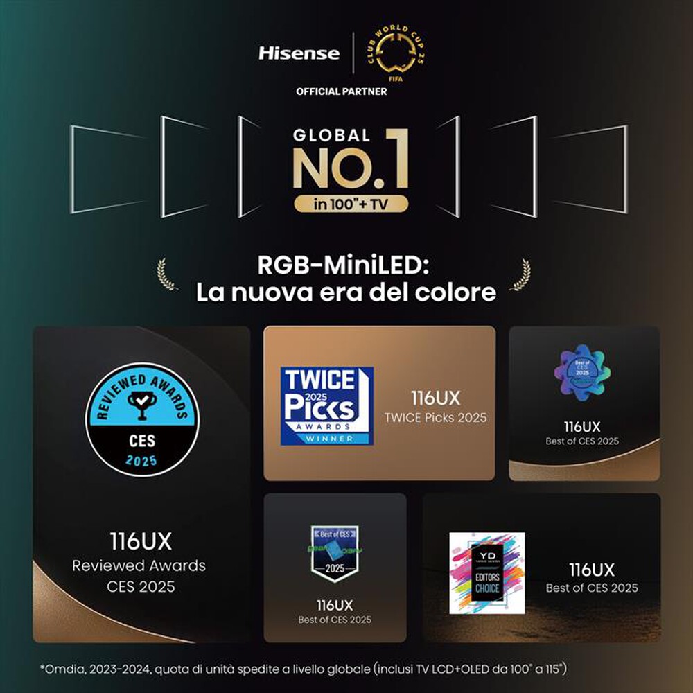 Immagine del prodotto HISENSE - Smart TV RGB MINI LED UHD 4K 116" 116UXQ-Metallo