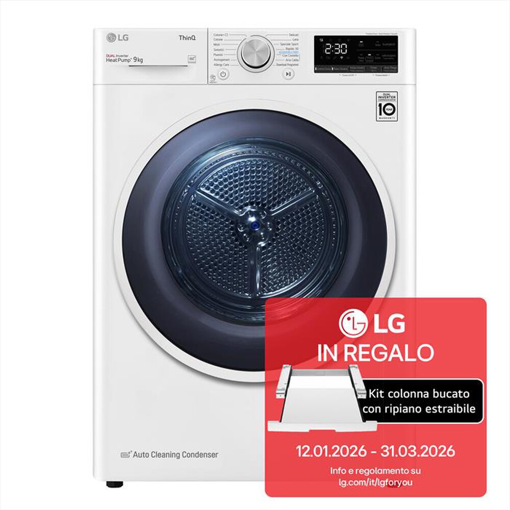 Immagine del prodotto LG - Asciugatrice RH90V9AVHN 9Kg Classe C-Bianco