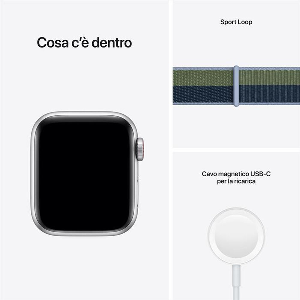 "APPLE - Watch SE GPS+Cellular 40mm Alluminio Argento-Sport LoopAzzurro/VerdeMuschio"