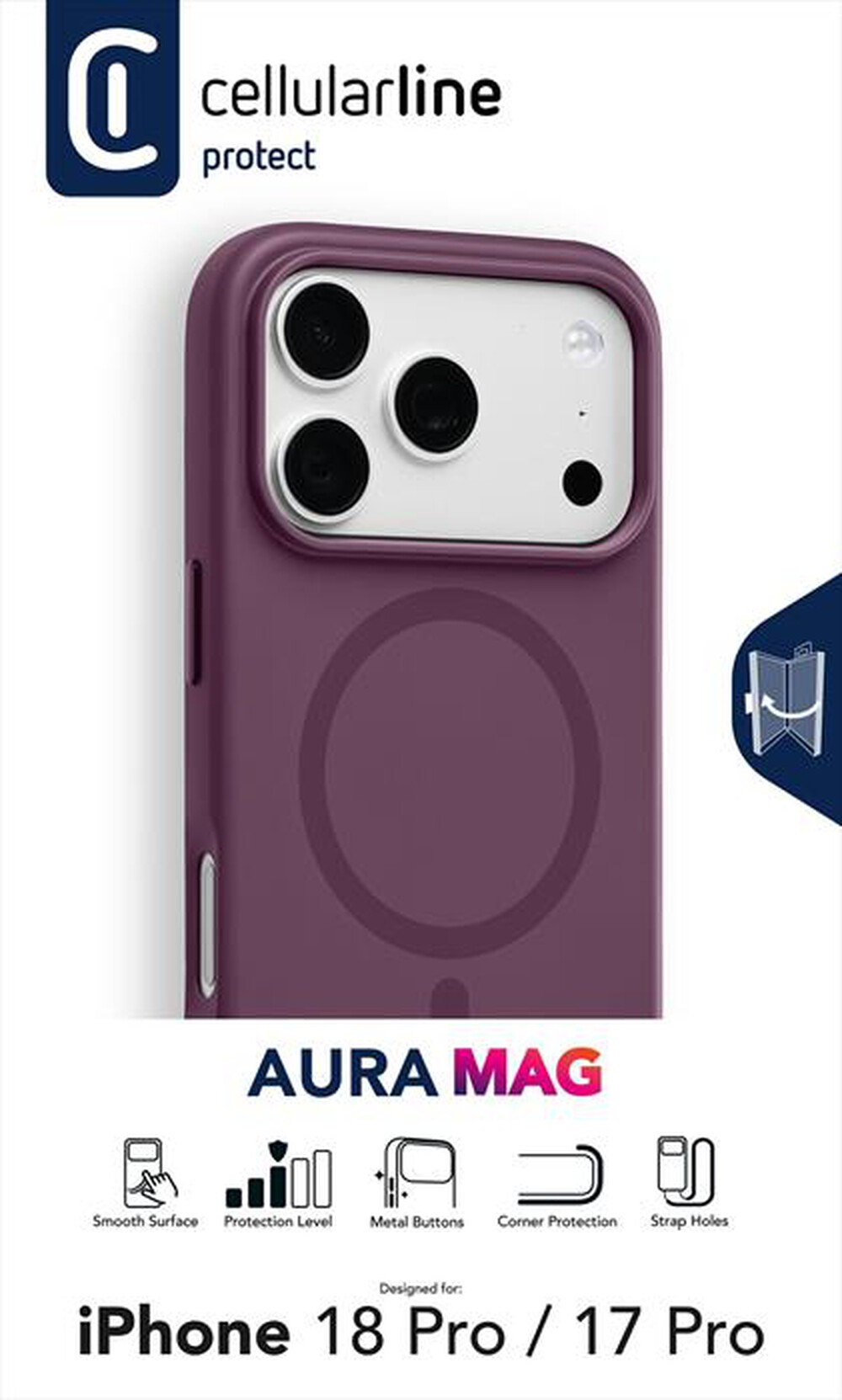 Immagine del prodotto CELLULARLINE - Cover AURA MAG per iPhone 18 Pro-Rosa