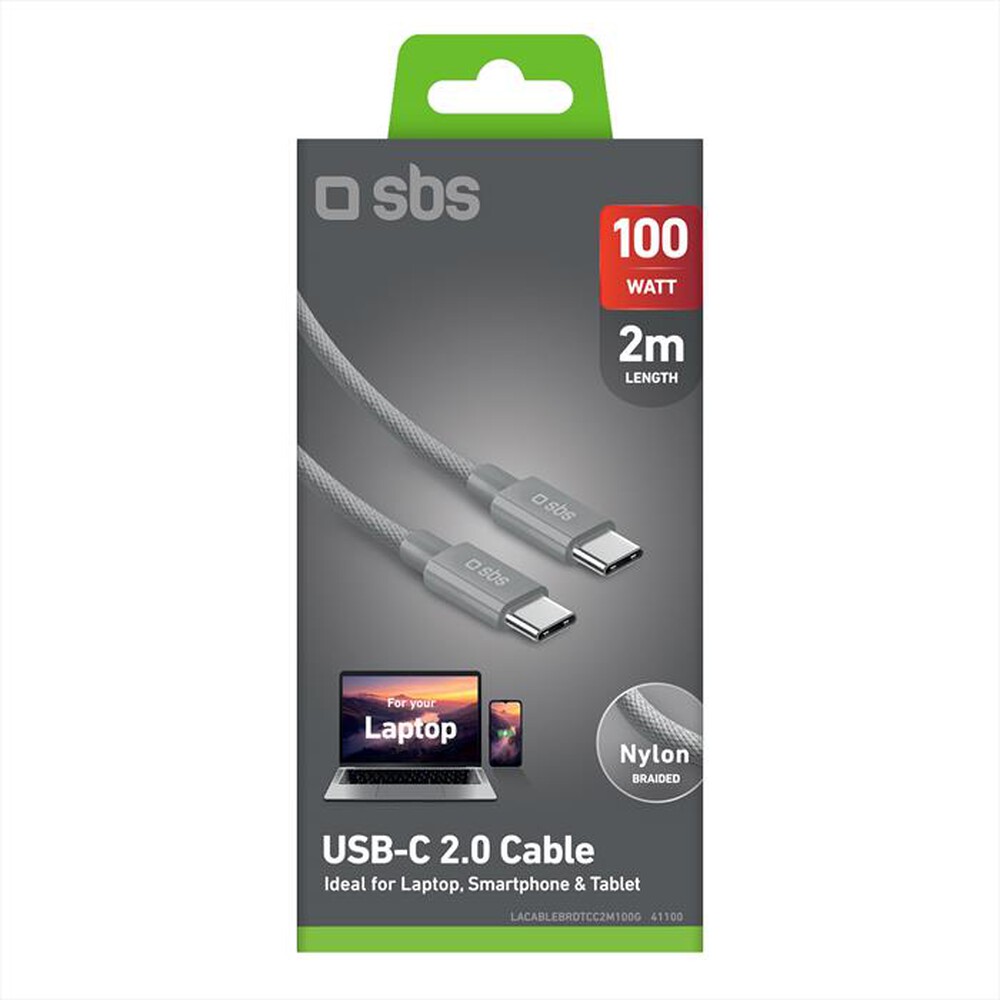 Immagine del prodotto SBS - Cavo USB-C/USB-C 100W 2 mt-Grigio