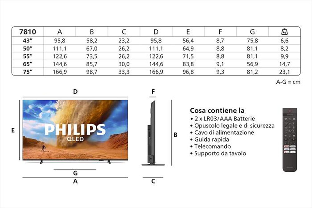 Immagine del prodotto PHILIPS - Smart QLED UHD 4K 43" 43PUS7810/12-Black