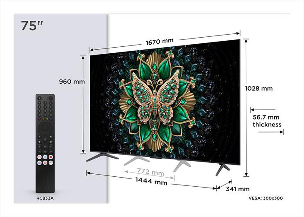 Immagine del prodotto TCL - Smart TV 75" 4K QD Mini LED 75C69K 144Hz-Metallico