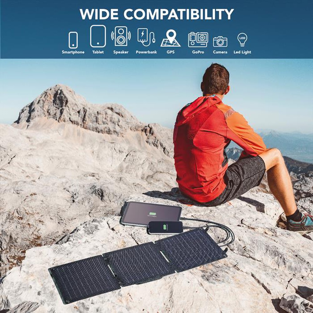 Immagine del prodotto CELLULARLINE - Caricabatterie portatile SOLAR ACHSOLAR2USB20WD-Nero