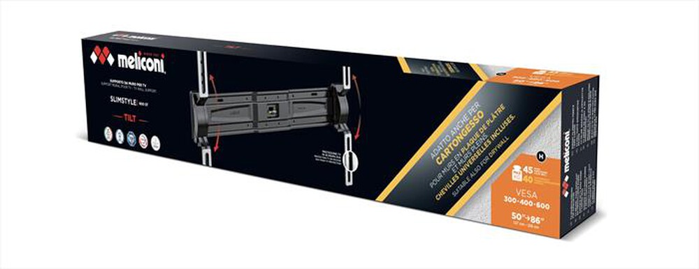 "MELICONI - Supporto TV SLIMSTYLE PLUS 600ST CG 45 Kg-Nero"